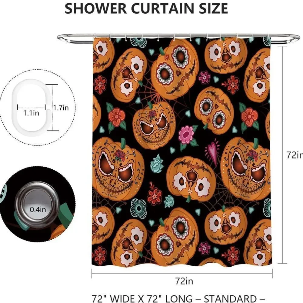 Halloween Pumpkin Shower Curtain Evil Pumpkin Shower Curtain Pumpkin Nig…